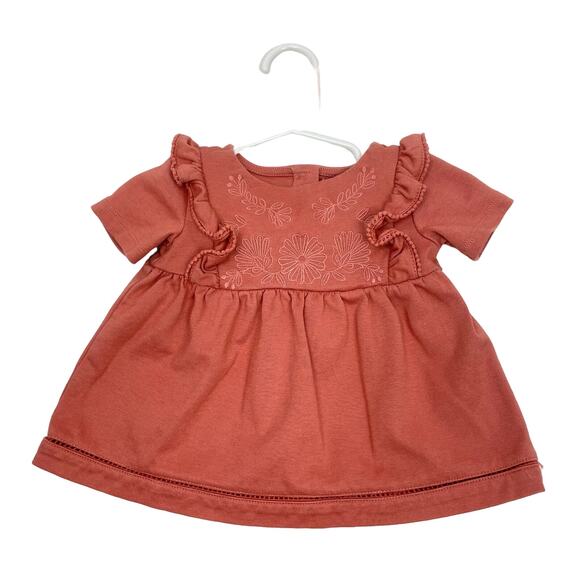 Rachel Zoe | 3-6M Baby Girl Pink Floral Embroidered Ruffle Top - Picture 1 of 7